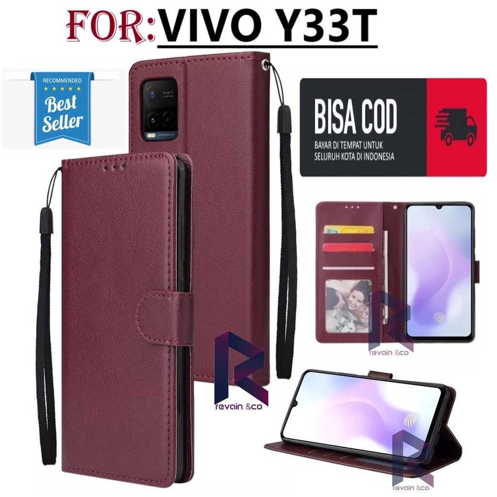 VIVO Y33T CASE FLIP WALLET LEATHER KULIT PREMIUM SARUNG BUKA TUTUP FLIP CASE VIVO Y33T