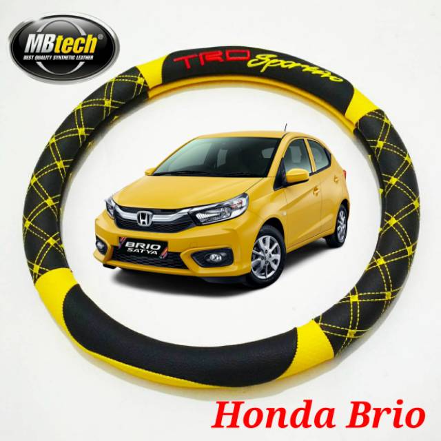 Aksesoris Cover stir Sarung setir TRD Sportivo kuning mobil Honda Brio/Brio Satya/ Brio RS