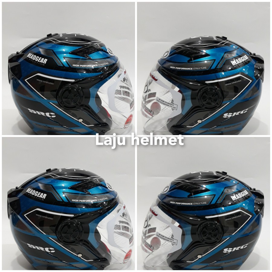 helm nhk gladiator double visor touring blue silver / motif grande