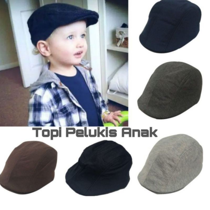 Topi Kodok anak flat cap hat pelukis anak