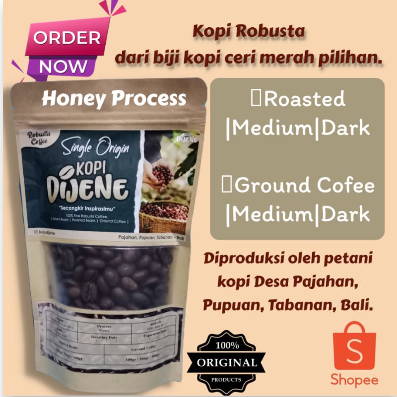 

Kopi Robusta. Kopi Pajahan. Pupuan Bali. Grade 1. 100g/200g/500g