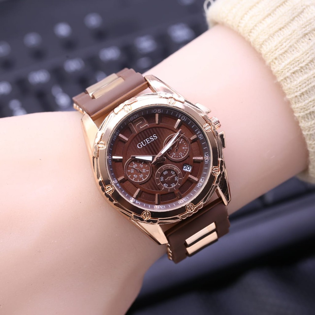 JAM TANGAN WANITA GUESS RUBBER TANGGAL