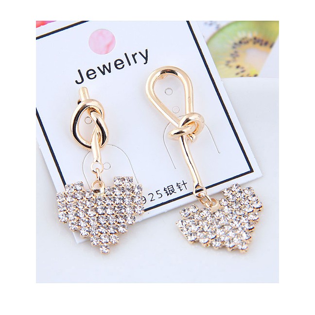 LRC Anting Tusuk Fashion Gold Love Asymmetric Earrings A57888