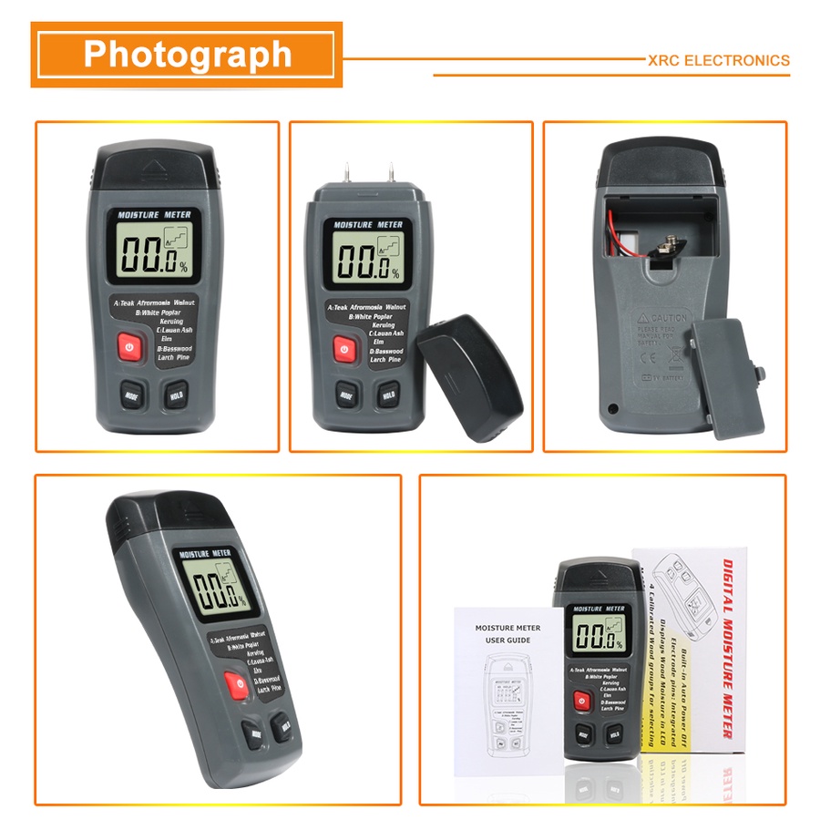 Wood Moisture Meter Kayu Kertas MT-10 Pengukur Kadar Air Paper LCD Display MT10 MT-10 EMT01