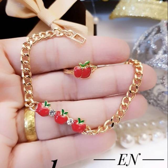 Xuping gelang dan cincin anak lapis emas 18k 0441k