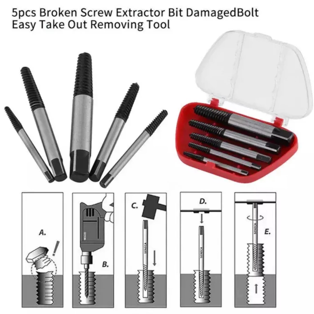 PROMO Screw Extractor Set 5pc K55 Tap Balik alat tap bolak balik baut tap mur tap mata bor tap PALING MURAH MASEHH