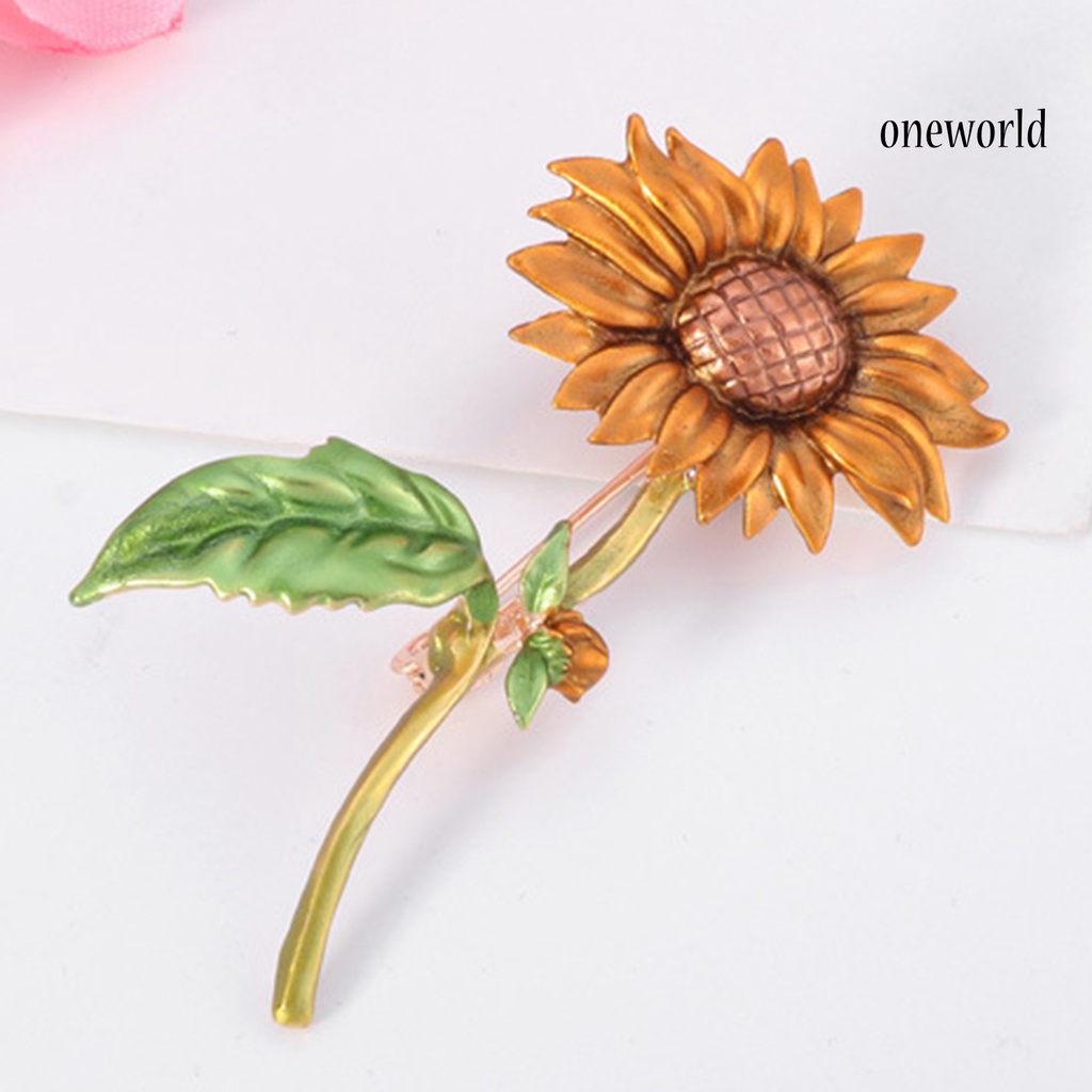 OW@ Summer Style Sunflower Shape Jewelry Gift Creative Brooch Pin for Party