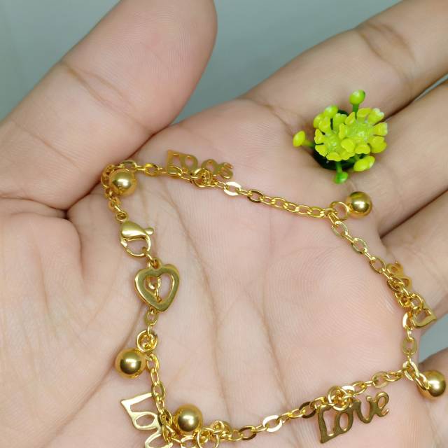 Titanium gelang Nury love tangan kuning