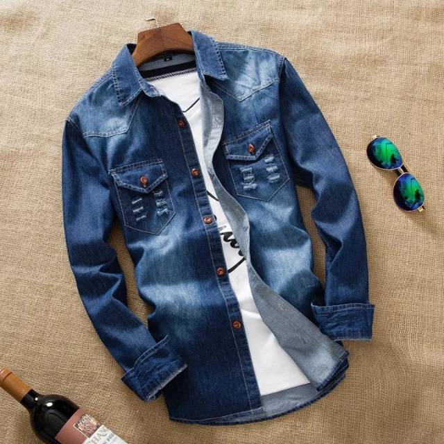 MAGICSHOPP KEMEJA MUSTANG JEANS / KEMEJA PRIA JEANS LENGAN PANJANG / FASHION PRIA