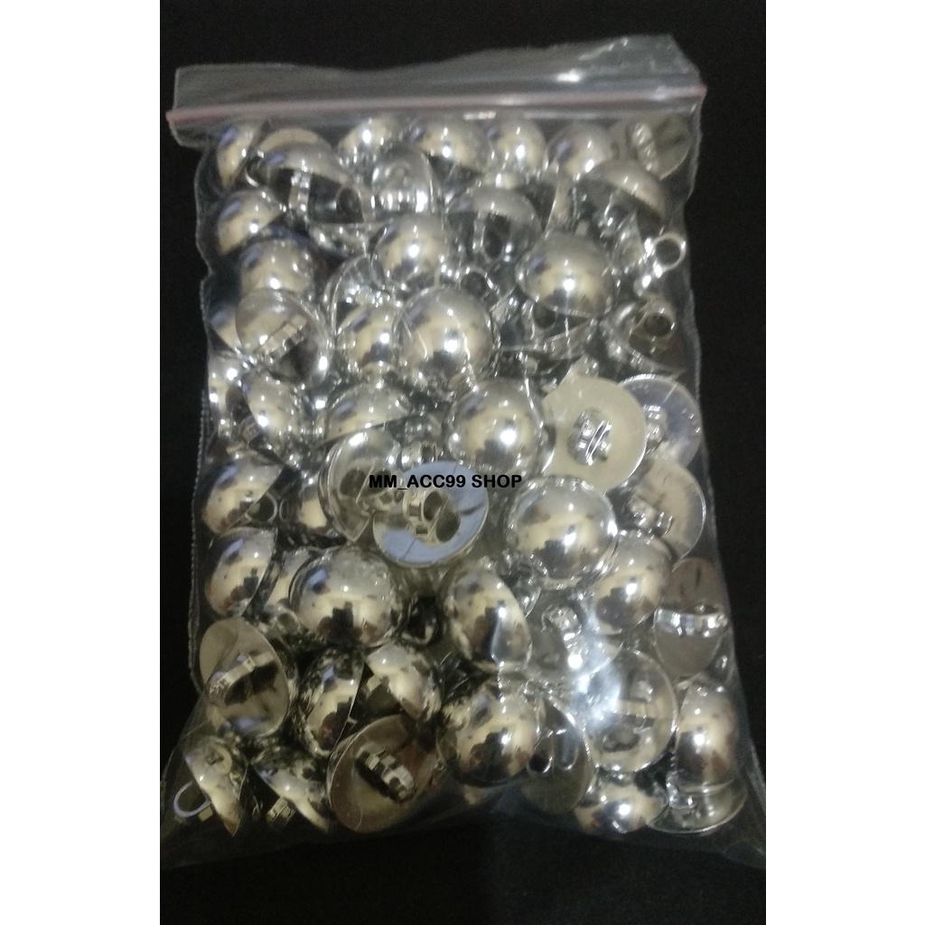 kancing jamur polos timbul 28L 18mm 1.8cm warna silver isi 100 pcs