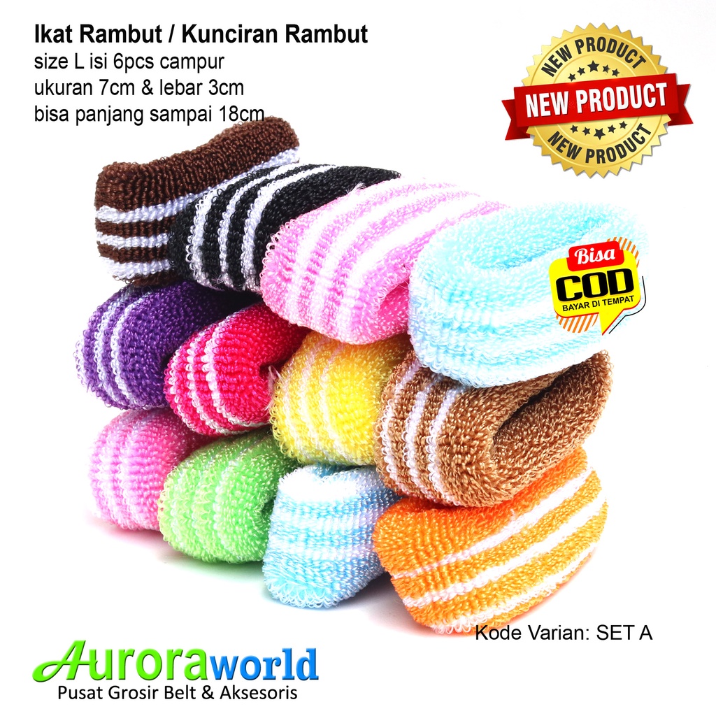 AURORAWORLD 6 PCS IKAT RAMBUT / KUNCIRAN RAMBUT WARNA CAMPUR  KUALITAS SUPER BAHAN LEMBUT