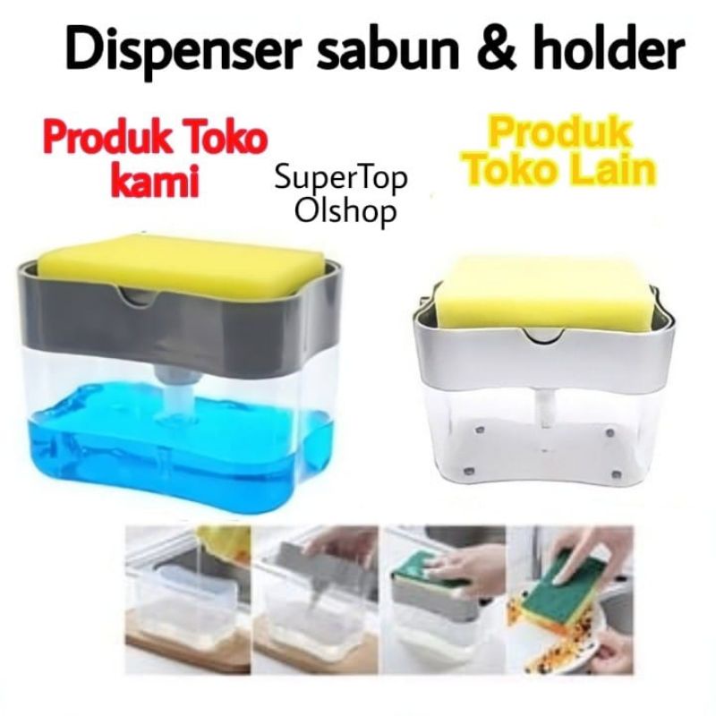 Dispenser SABUN Cuci Piring Pump - Tempat Sabun Holder Spons ⭐ Supertop ⭐