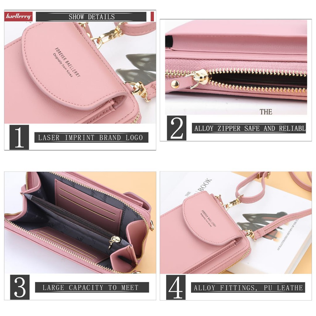 DOMPET SELEMPANG HP WANITA BAELLERRY TALI PANJANG KULIT GRETTA ORIGINAL MURAH ORI KOREA CEWEK IMPORT