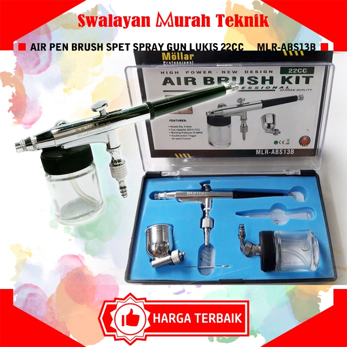 Airbrush Kit Air Pen Brush MOLLAR ABS13B Spet Paint Spray Gun Lukis 22cc