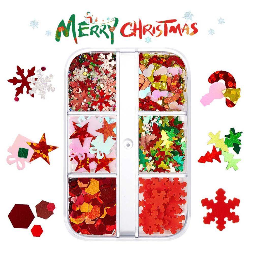 AUGUSTINA Agustinina Dekorasi Kuku Natal Clay Lembut Manikur Aksesoris Santa Claus Snowman Nails Flakes Slice