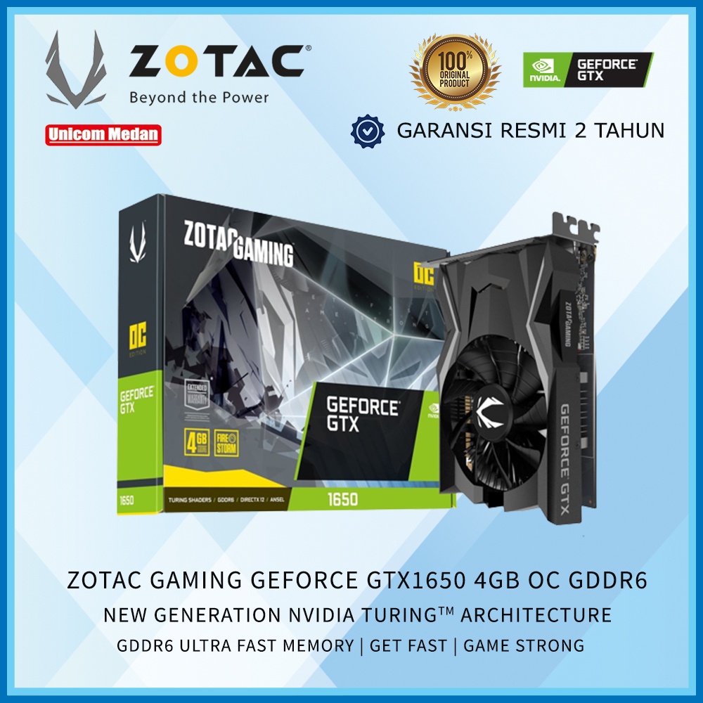 zotac vga gtx 1650 oc d6 4gb ddr6 gddr6 gaming oc gtx1650