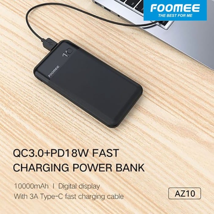 A_   Powerbank FOOMEE AZ10 Powerbank 10000mAH Fast Charging 3.0 18W