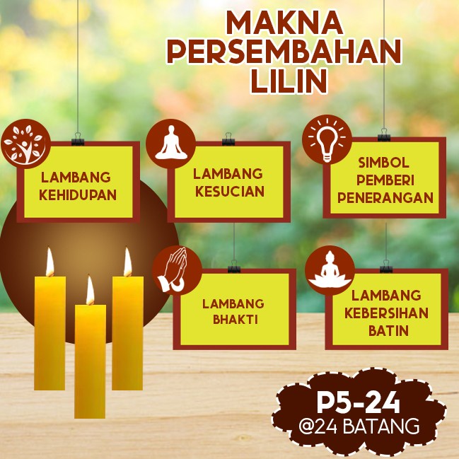 Lilin Batang Sembahyang Sukhavati P5-24 Kuning