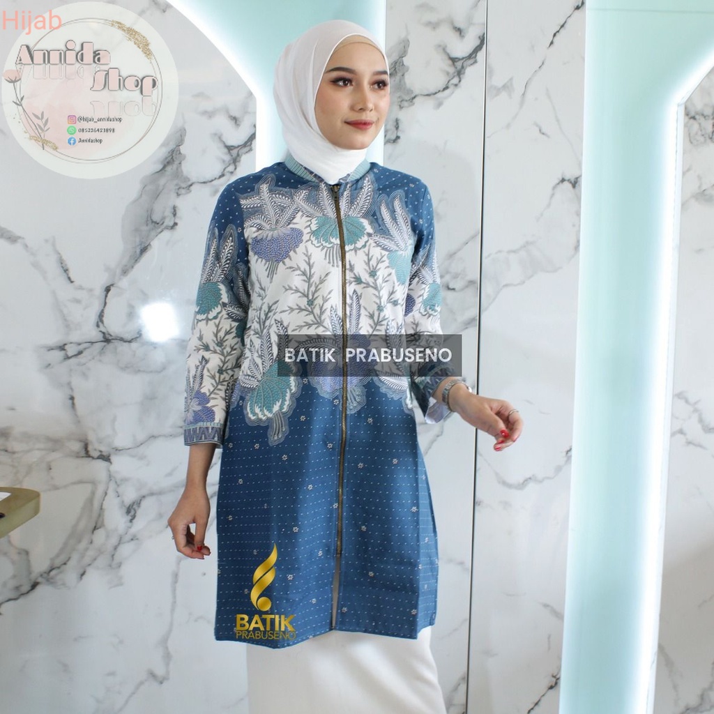 Kemeja atasan Batik Prabuseno - MELODI Tunik Batik Perempuan Lengan Panjang Tradisional