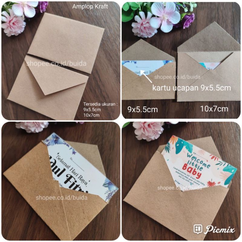 

Amplop Kraft Paper ukuran 9x5.5cm dan 10x7cm envelope mini kecil angpao lebaran natal imlek aesthetic artistic polos 11x8cm dapat digunakan untuk kartu ucapan