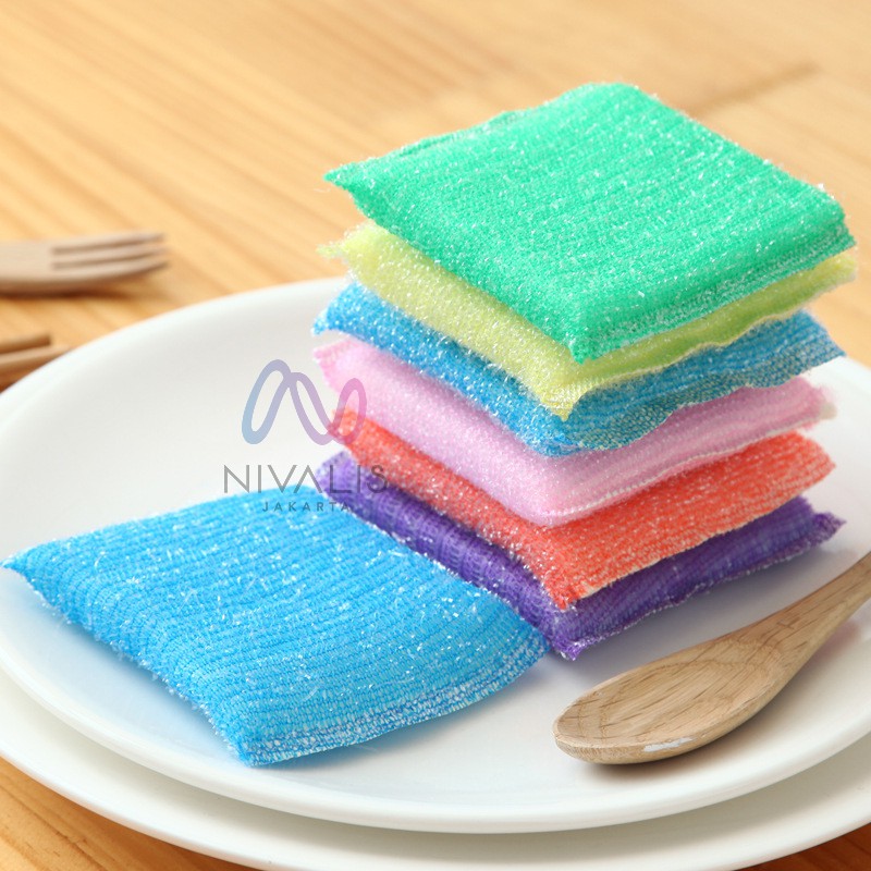 SPON BUSA CUCI PIRING PANCI SERBAGUNA SET 4 PCS WARNA CAMPUR SPONS CUCI PIRING SPONGE BUSA DAPUR