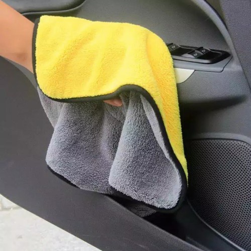 Kain Lap Mobil Microfiber 30x30 Abu Kuning