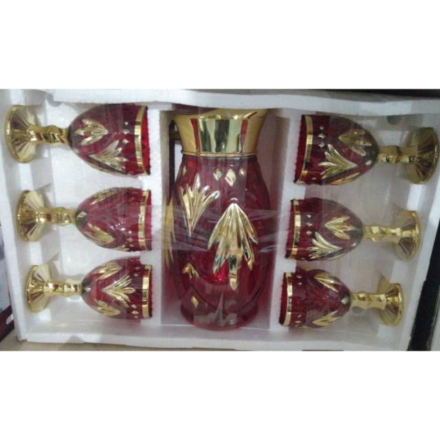 Teko set gelas kaca cantik