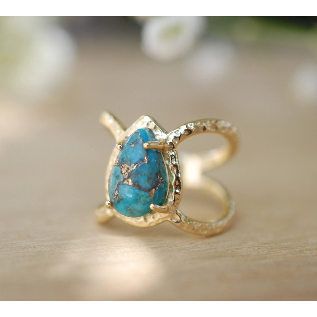 Cincin Sterling Silver 925 Dengan Batu Hias Turquoise Untuk Wanita Ccb20