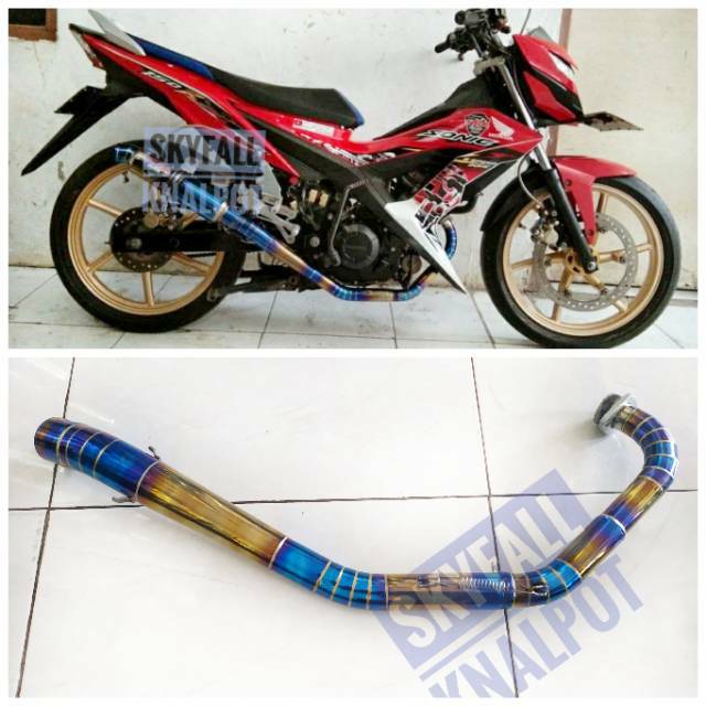 Pipa Leher Knalpot SONIC MX NEW MX LAMA 135 MX KING 150 FU Bluemoon Biru Twotone UNDERBONE Ngaceng