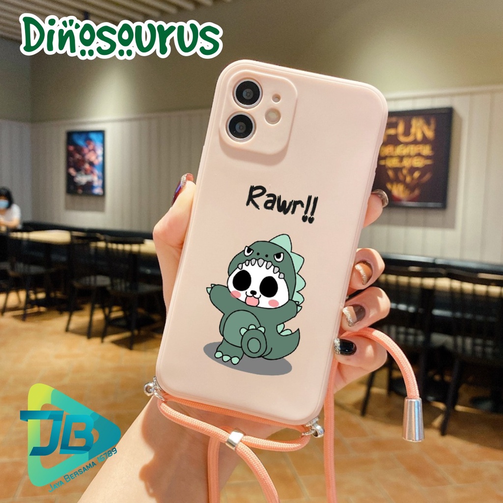 SOFTCASE SILIKON SLINGCASE TALI LANYARD STRAP PHONE MACARON PELINDUNG KAMERA DINOSOURUS OPPO VIVO SAMSUNG XIAOMI REALME IPHONE ALL TYPE JB5314