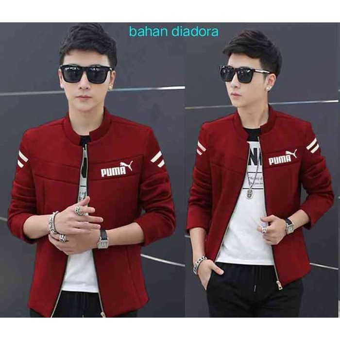 BIG SALE [Jaket Cowok Puma Maroon diadora LO] Jaket Pria Diadora Maroon