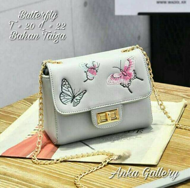 Tas selempang rante butterfly kunci /fashion wanita /tas selempang wanita murah