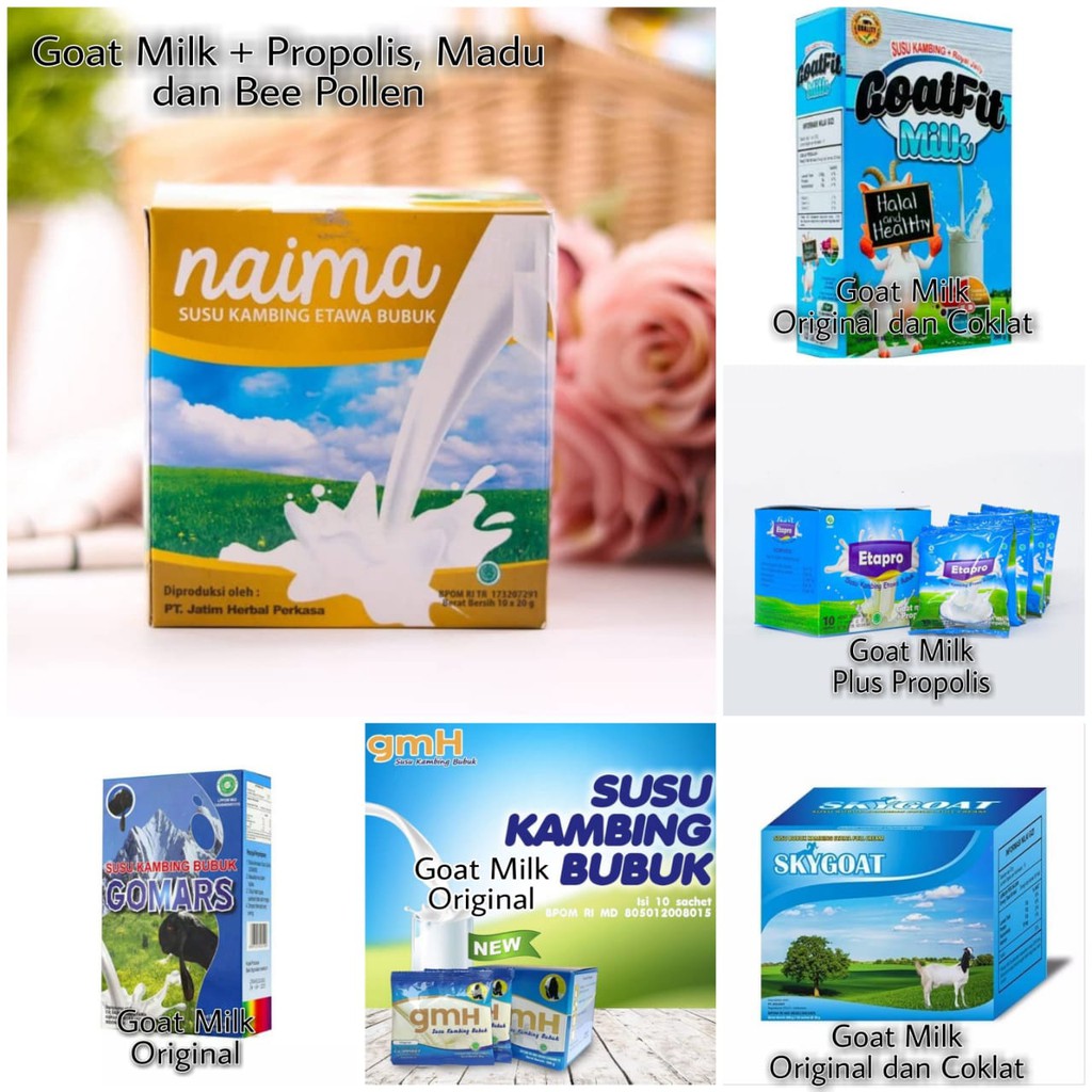 

Susu Kambing Etawa Naima / GoatFit / Gomars / Harmoni / Etapro / GMH