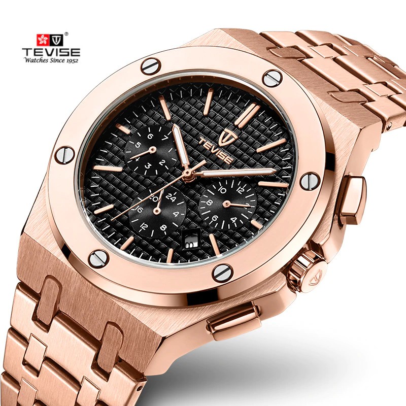 Jam tangan mekanik Luxury Brand TEVISE Men Automatic Mechanical Watch Men Stainless steel