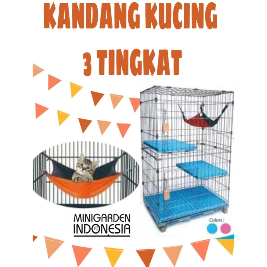 KANDANG KUCING 3 TINGKAT TOPCAT 02 KANDANG LIPAT 3 LANTAI SANGKAR