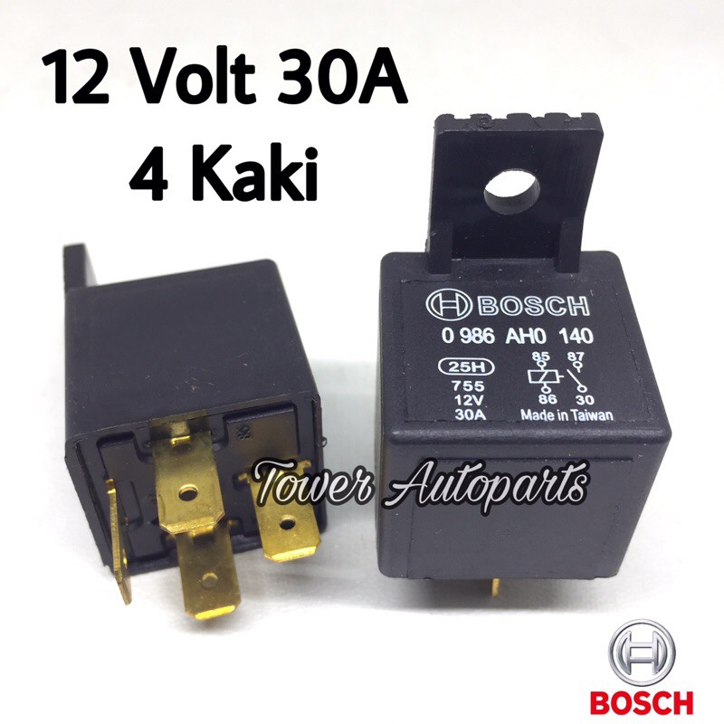 Relay Bosch / Rellay / Riley / Rilei Bosch 12 Volt 4 Kaki / Pin Original