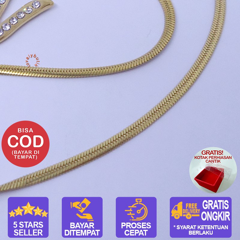 Lovelybutik Honey Kalung Huruf Titanium Anti Karat Inisial N Uk 45 cm BONUS KOTAK PERHIASAN