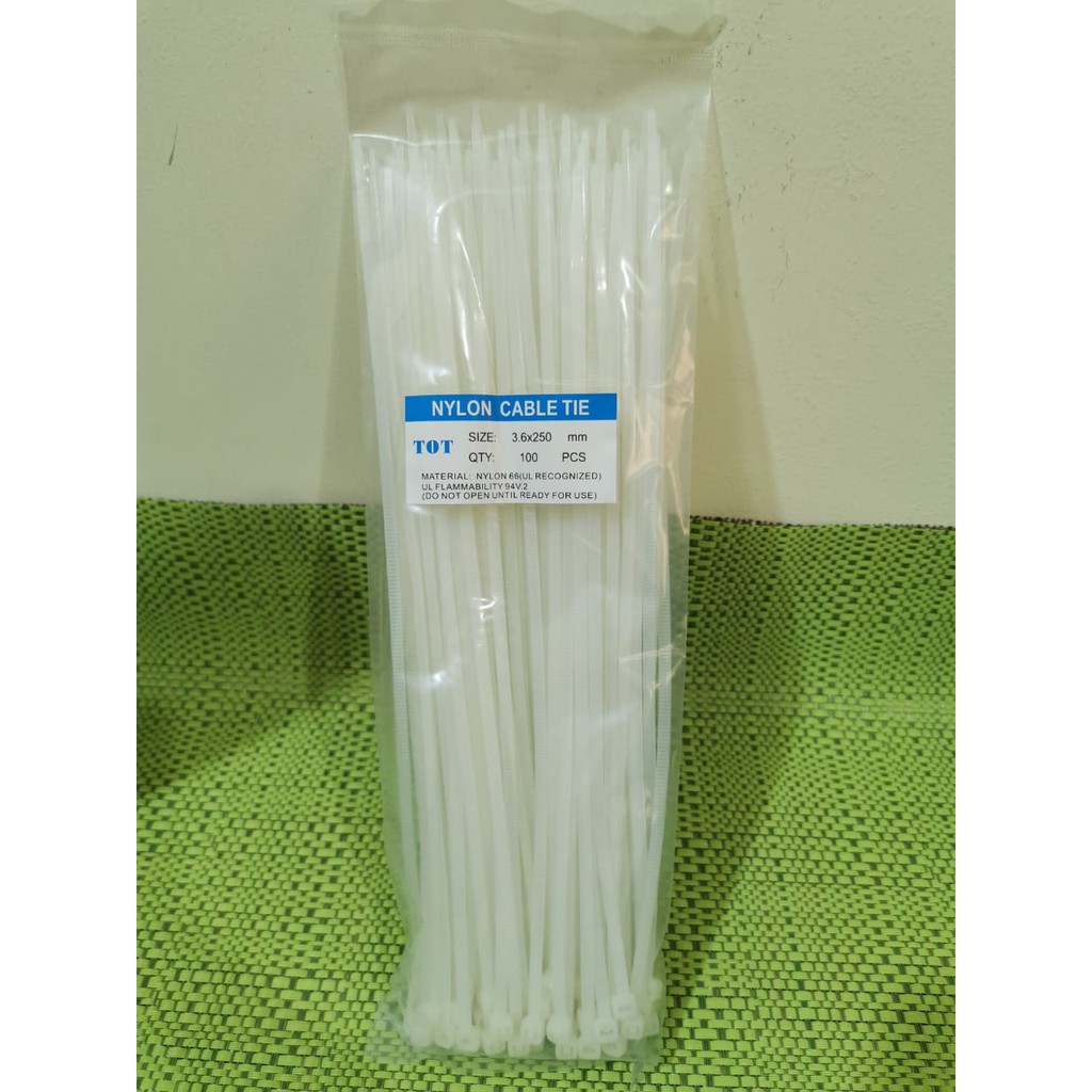 Kabel Ties Nylon TOT 3.6 x 250 mm Putih Kabel tis