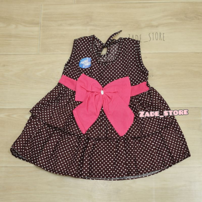 Dress bayi 0-12 bulan baju bayi perempuan kutung rok anak newborn PLANET KIDZ motif polkadot pita