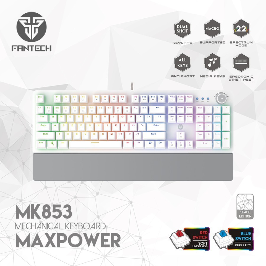 FANTECH KEYBOARD MK853 WHITE-BLUE SWITCH