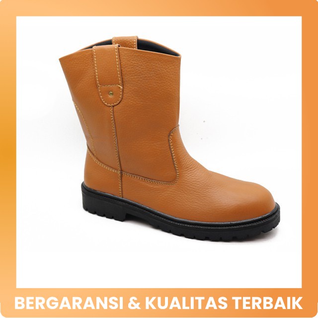 Sepatu Safety Pria Grutty HR-046 | Kulit / 38-43 / Karet Warna Tan