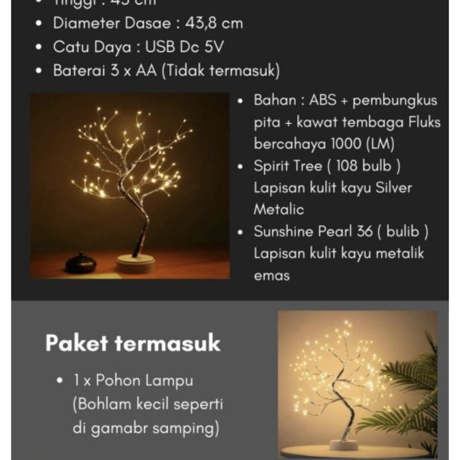 Pohon Lampu - Dekorasi Lampu Meja Natal