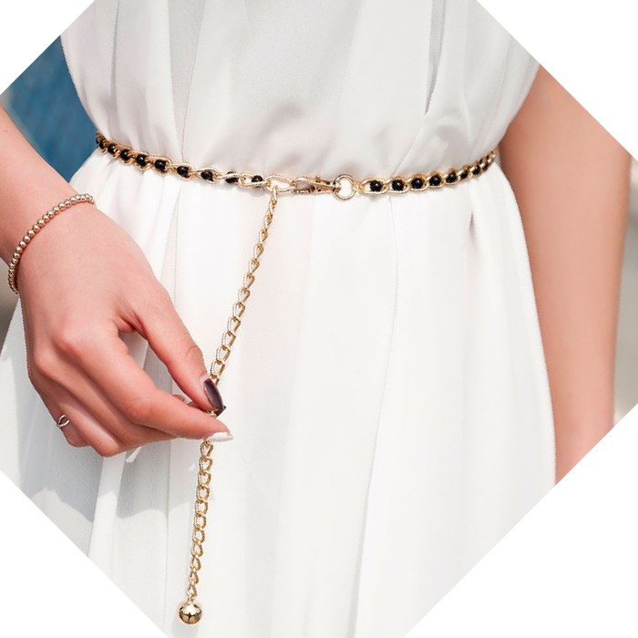 Ikat Pinggang Wanita Perut Slim Kurus Model Rantai Mutiara Imitasi Ikat Pinggang Kombinasi Outer Dre