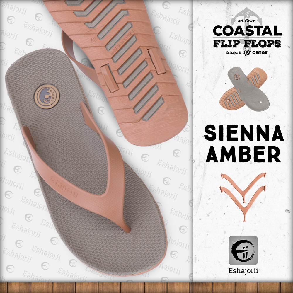 CAMOU - OWEN Sienna Amber - Sandal Jepit Pria Full Karet Premium Beige Orange