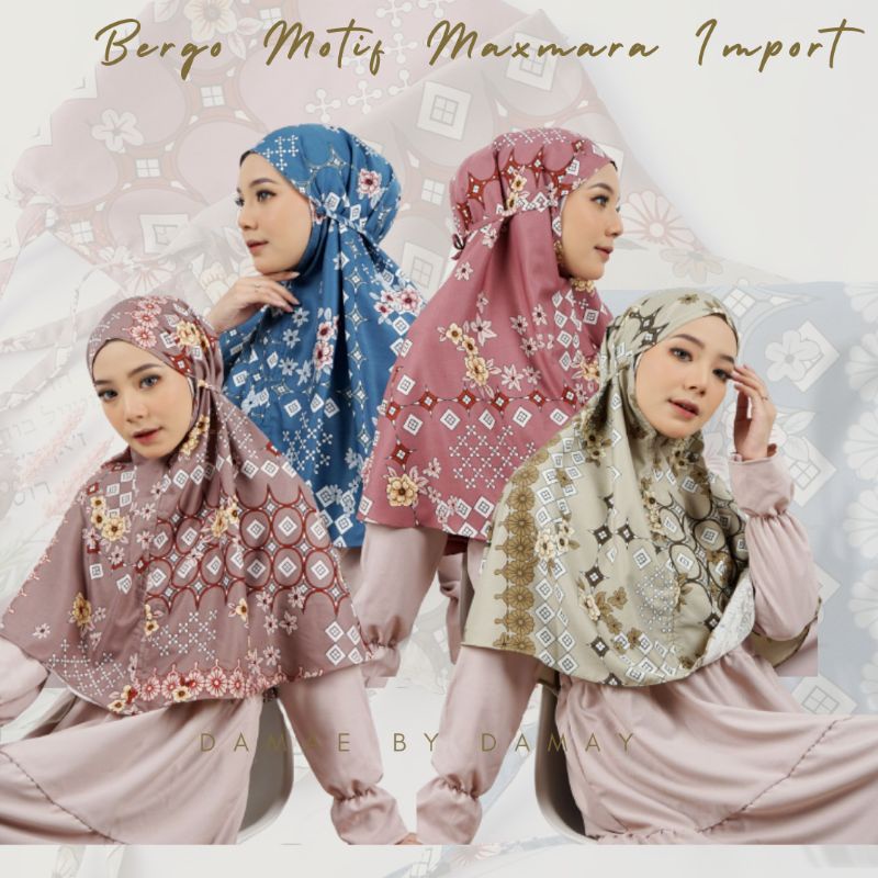 kerudung bergo motif/hijab instan motif/bergo premium bahan maxmara import/hijab sehari-hari-5