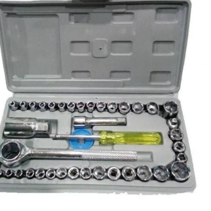 ➯ Kunci Shock 40Pcs Toolkit Ratchet Toolkit Set Alat Bengkel Kunci shok Kunci Sok Kunci shok Terbaik