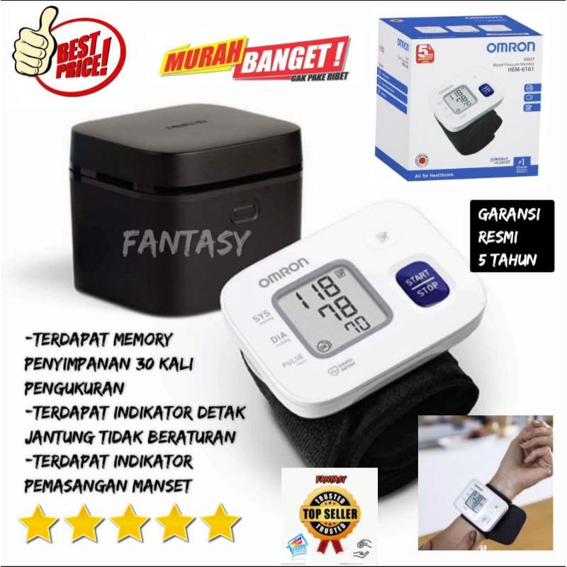 TENSIMETER OMRON HEM 6161 PERGELANGAN TANGAN GARANSI RESMI 5 TAHUN