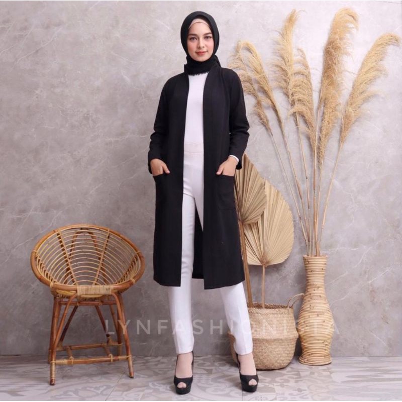 LYNFASHIONISTA-KARDIGAN WANITA PANJANG KAOS SPANDEK RAYON TEBAL ADEM MURAH/VIVIAN