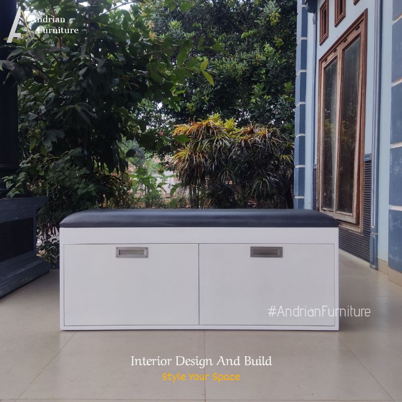 CUSTOM | Rak Penyimpanan Sepatu Minimalis Modern Bench Sofa Storage Flip - Entryway