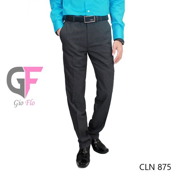 GIOFLO Mens Slim Fit Formal Trousers Katun Dark Grey / CLN 875